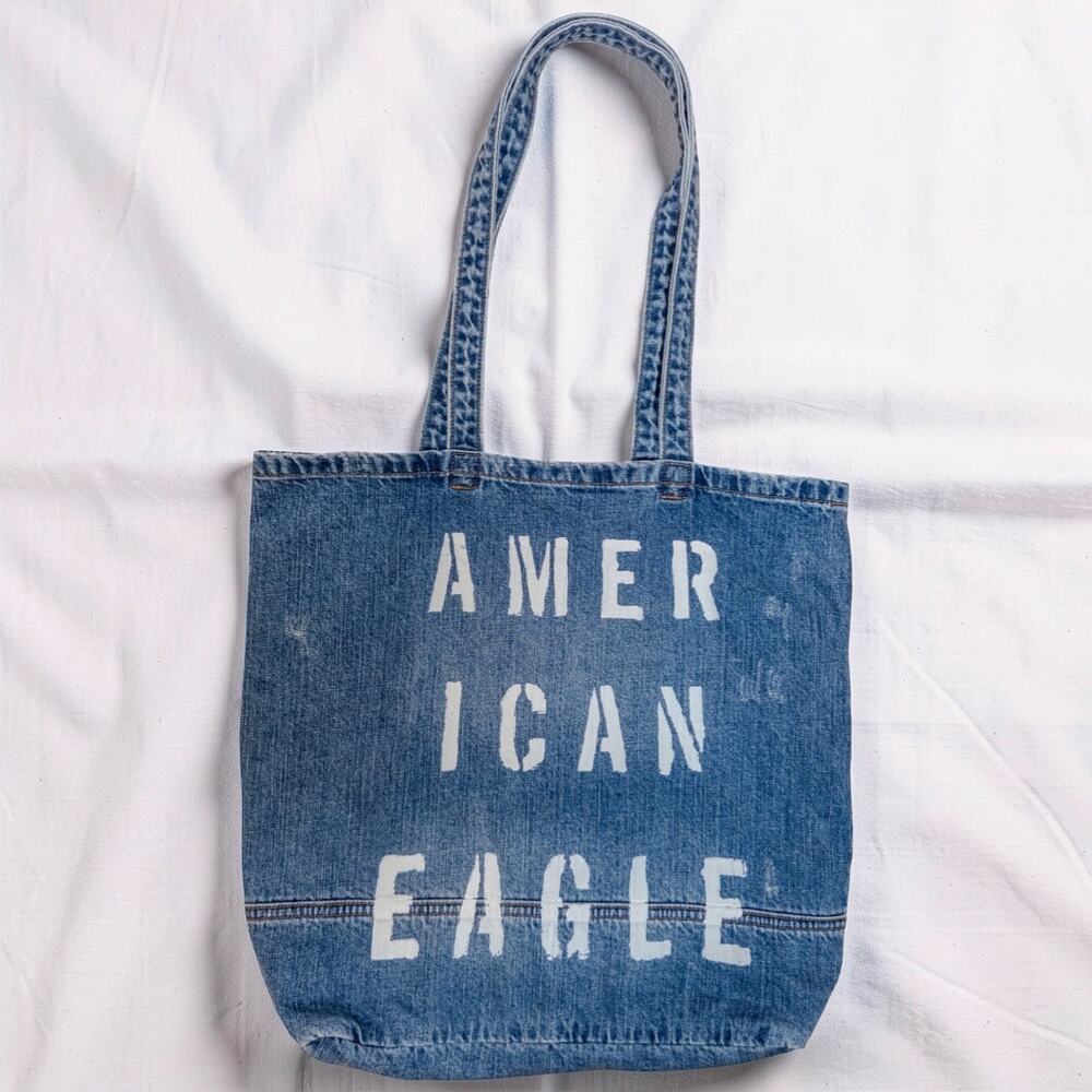 American Eagle Denim American Graphic Distressed Tote Shoulder Bag